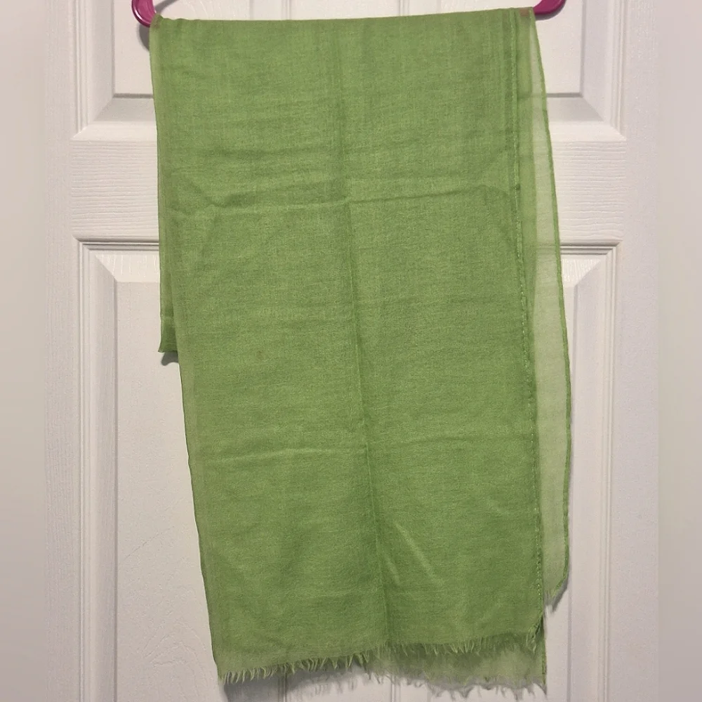 Green Silk/Linen/Cotton Scarf